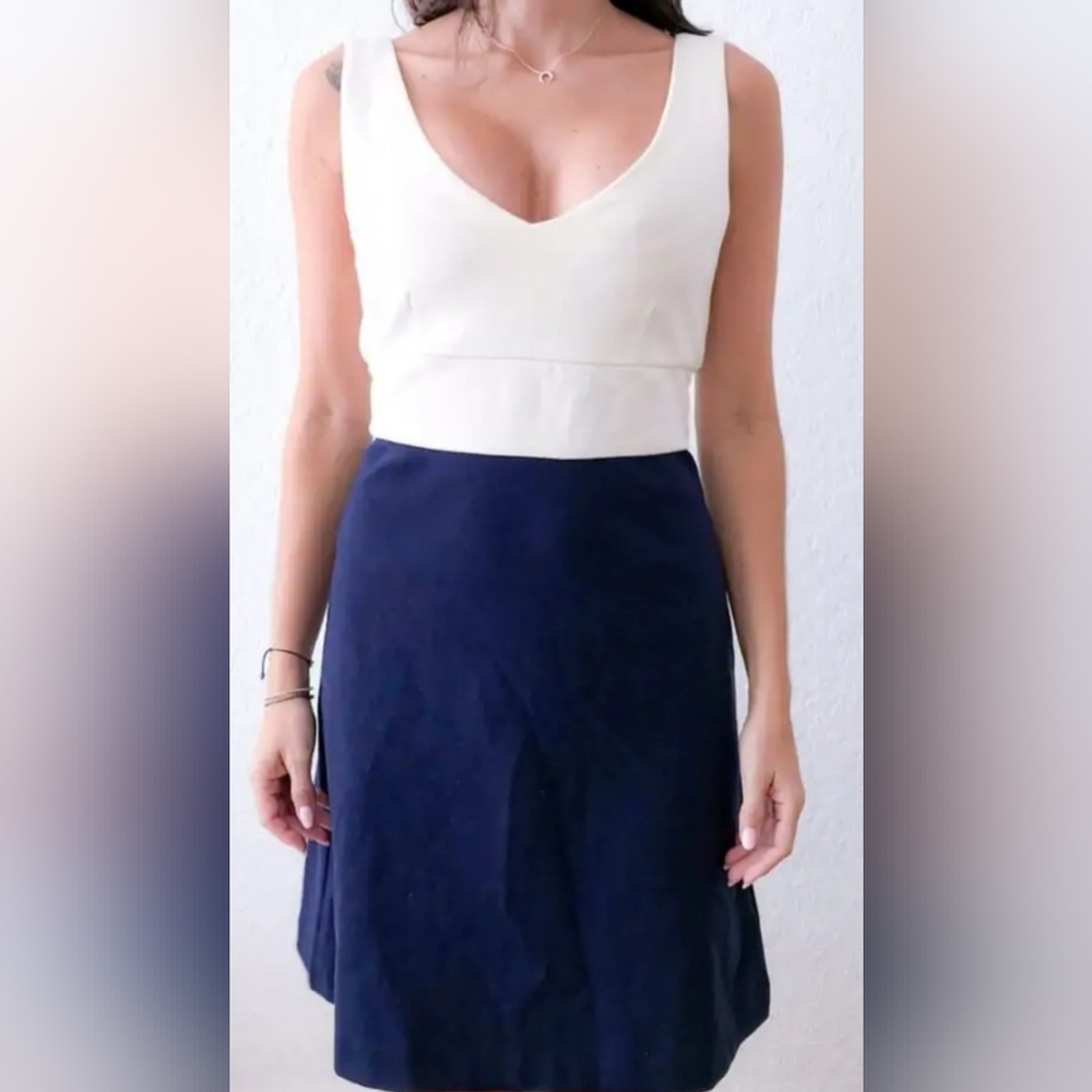 J. Crew pointe dress size 6 navy and cream
